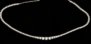 18K WHITE GOLD 3.84 CTW GRADUATED DIAMOND NECKLACE