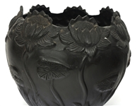 ASIAN BRONZE LOTUS JARDINIERE 