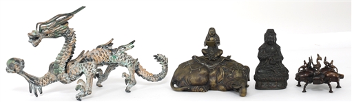 ASIAN METAL SCULPTURES AND CONTAINERS 