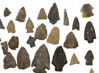 NATIVE AMERICAN STONE POINTS & PIECES - 55 PCS