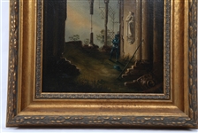 19TH C. GOTHIC REVIVAL ARCHITECTURAL OIL ON CANVAS
