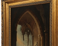19TH C. GOTHIC REVIVAL ARCHITECTURAL OIL ON CANVAS