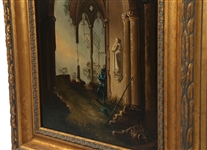 19TH C. GOTHIC REVIVAL ARCHITECTURAL OIL ON CANVAS