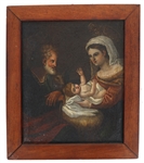 GERMAN MASTER OIL ON CANVAS PAINTING OF THE HOLY FAMILY