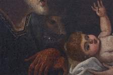 GERMAN MASTER OIL ON CANVAS PAINTING OF THE HOLY FAMILY
