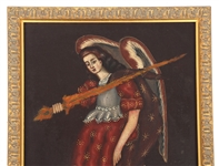 CUZCO STYLE OIL ON BOARD ARCHANGEL URIEL PAINTING