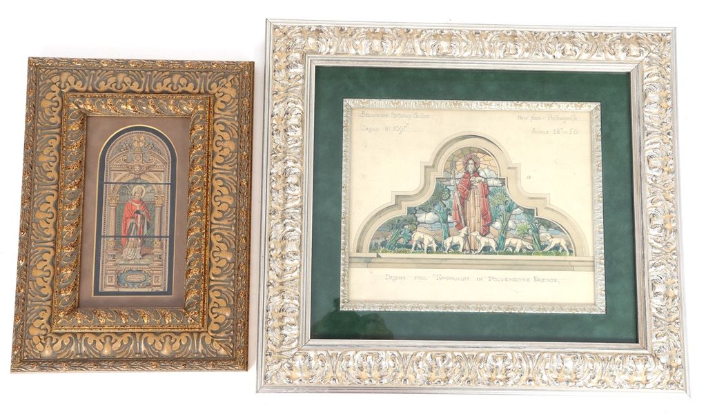 WATERCOLOR ON PAPER STAINED GLASS WINDOW DESIGNS