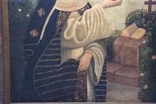CUZCO SCHOOL OIL ON CANVAS SAINT ROSE OF LIMA PAINTING