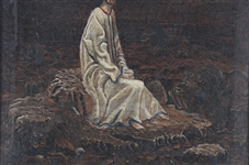 OIL ON CANVAS DANIEL IN THE LION'S DEN PAINTING 