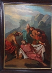 OIL ON CANVAS PAINTING OF NINTH STATION OF THE CROSS