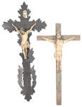 20TH C. MEXICAN FOLK ART PAINTED WOODEN CRUCIFIXES 