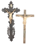 20TH C. MEXICAN FOLK ART PAINTED WOODEN CRUCIFIXES 