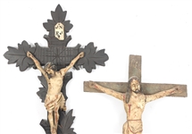 20TH C. MEXICAN FOLK ART PAINTED WOODEN CRUCIFIXES 