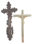 20TH C. MEXICAN FOLK ART PAINTED WOODEN CRUCIFIXES 