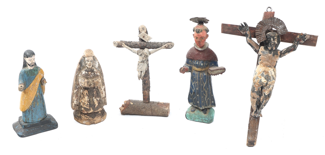 19TH/20TH C. MEXICAN FOLK ART SANTO & JESUS CARVINGS