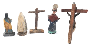 19TH/20TH C. MEXICAN FOLK ART SANTO & JESUS CARVINGS