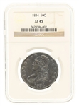 1834 US SILVER CAPPED BUST HALF DOLLAR COIN NGC XF45