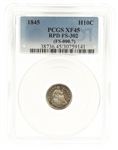 1845 US SILVER SEATED FS-302 10C COIN PCGS ERROR XF45