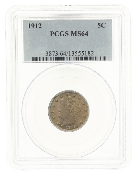 1912-P US 5C LIBERTY HEAD V NICKEL PCGS MS64