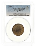 1864 US 2 CENT LARGE MOTTO COIN PCGS MS63BN