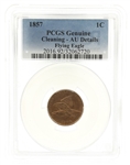 1857 US FLYING EAGLE 1C PENNY PCGS AU DETAILS - CLEANED