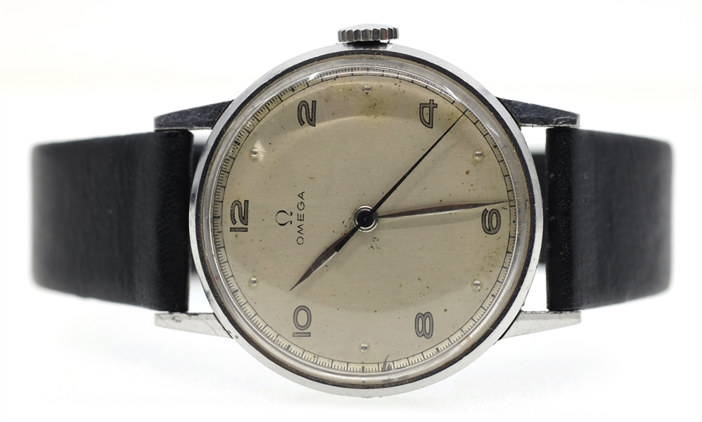 MENS 1944 OMEGA MECHANICAL STAINLESS STEEL WRISTWATCH