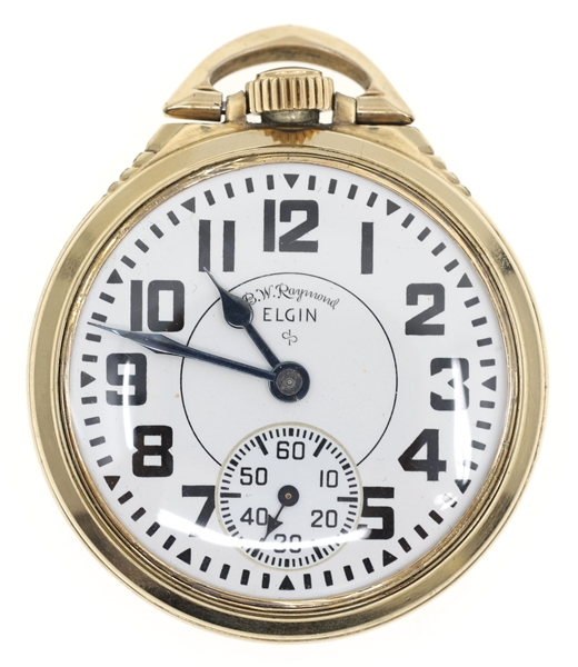 MENS ELGIN BW RAYMOND GOLD-FILLED CASE POCKET WATCH