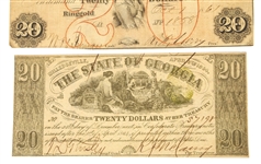1856-1864 $20 STATE OF GEORGIA OBSOLETE NOTES 