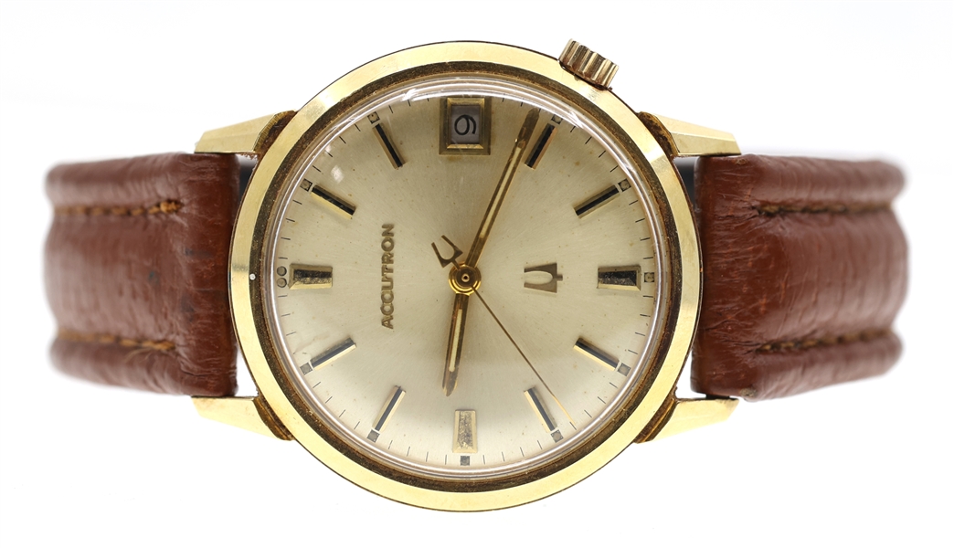 BULOVA ACCUTRON 14K GOLD CASE ELECTRICAL WRISTWATCH