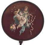 19TH C. HAND-PAINTED SILK FANS WITH CHERUB DESIGN