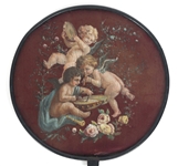 19TH C. HAND-PAINTED SILK FANS WITH CHERUB DESIGN