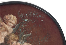 19TH C. HAND-PAINTED SILK FANS WITH CHERUB DESIGN