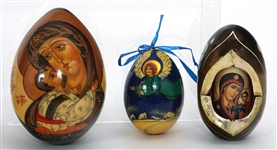 RUSSIAN ORTHODOX HAND-PAINTED WOODEN EGGS 