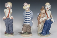 LLADRO CLOWN PORCELAIN FIGURINES 7600, 7602, & 7686