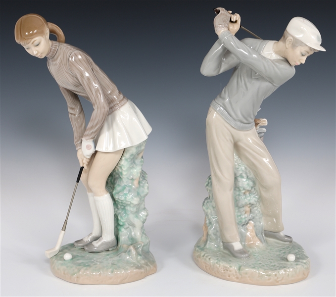 LLADRO GOLFER PORCELAIN FIGURINES 4824 & 4851
