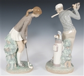 LLADRO GOLFER PORCELAIN FIGURINES 4824 & 4851