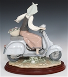 LLADRO GIRL ON VESPA PORCELAIN FIGURINE 5143