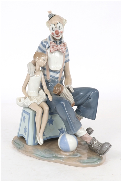 LLADRO PORCELAIN CLOWN & GIRL 5052 FIGURINE 