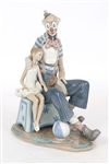 LLADRO PORCELAIN CLOWN & GIRL 5052 FIGURINE 