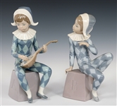 LLADRO PORCELAIN HARLEQUIN FIGURINES 5075, 5076, & 5077