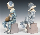 LLADRO PORCELAIN HARLEQUIN FIGURINES 5075, 5076, & 5077