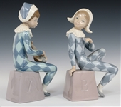 LLADRO PORCELAIN HARLEQUIN FIGURINES 5075, 5076, & 5077