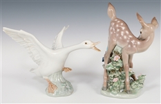 LLADRO DUCK &  DEER PORCELAIN FIGURINES 5672 & 1265