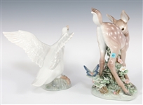 LLADRO DUCK &  DEER PORCELAIN FIGURINES 5672 & 1265