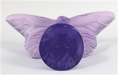 LALIQUE CRYSTAL VIOLET BUTTERFLY PAPERWEIGHT