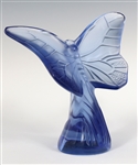 LALIQUE CRYSTAL BLUE BUTTERFLY PAPERWEIGHT