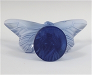 LALIQUE CRYSTAL BLUE BUTTERFLY PAPERWEIGHT
