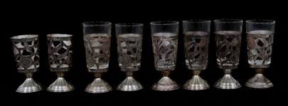 LENOX & WATERFORD CRYSTAL, GLASS & SILVER CORDIAL CUPS
