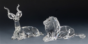 SWAROVSKI CRYSTAL KUDU & LION FIGURINES
