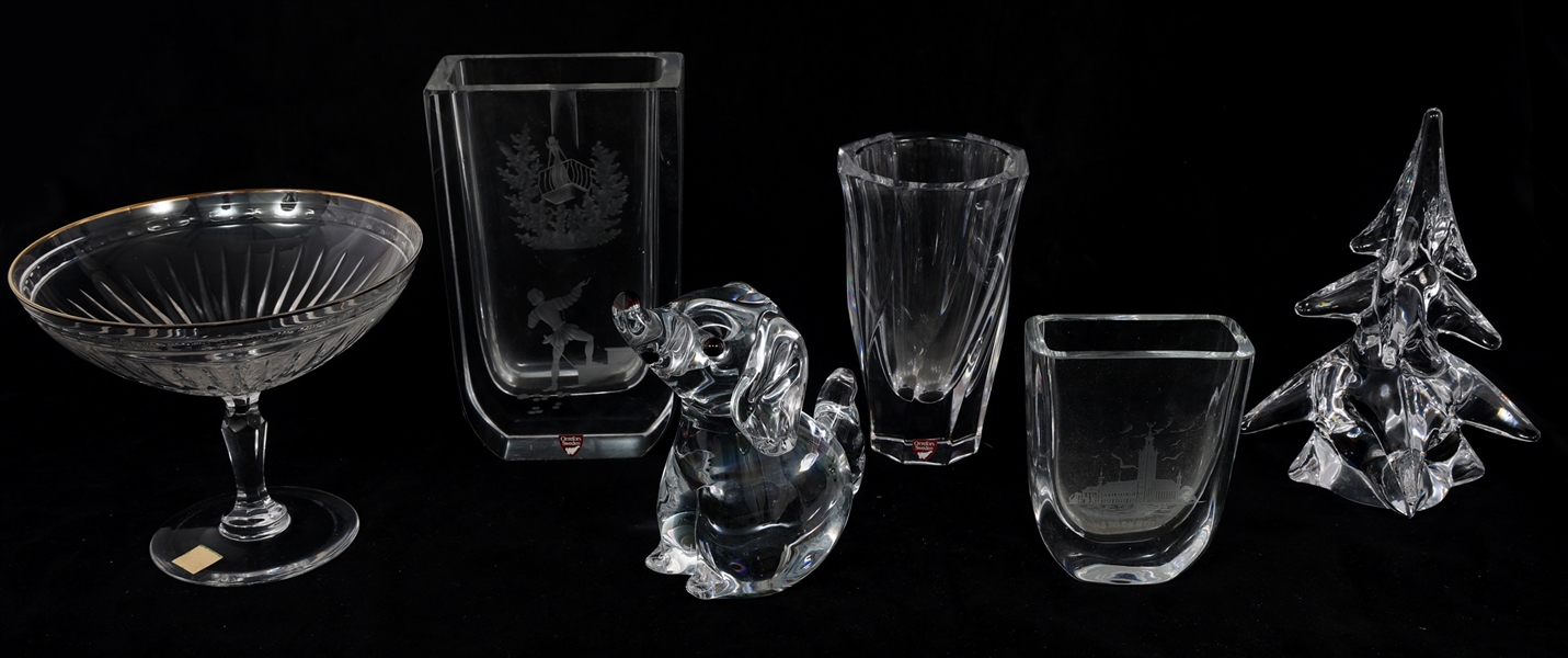 OREFORS MARQUIS WATERFORD & MORE CRYSTAL VASES, STATUES